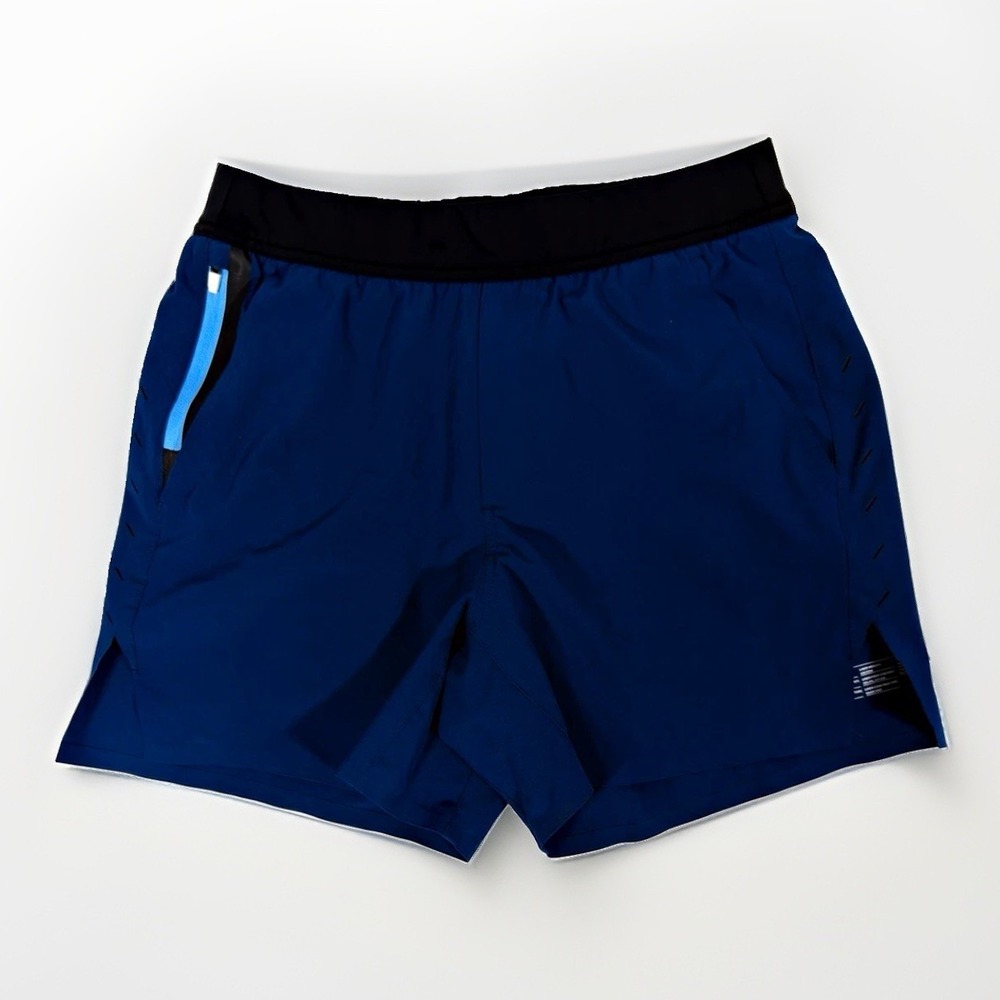 Ten Thousand Men's Interval Short Blue Black Athletic Lined Pockets Size S 5"